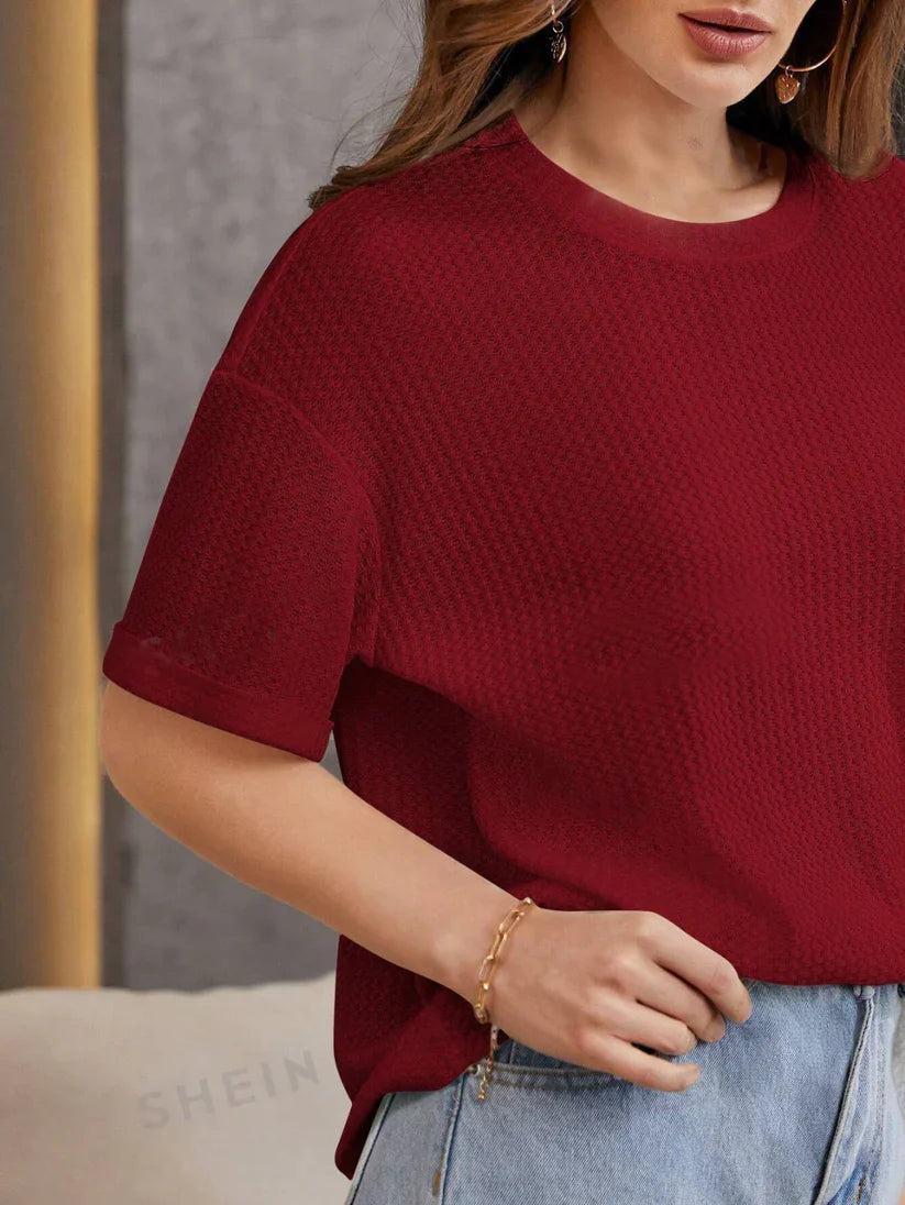 OVERSIZED WAFFLE KNIT FOR WOMEN - MAROON