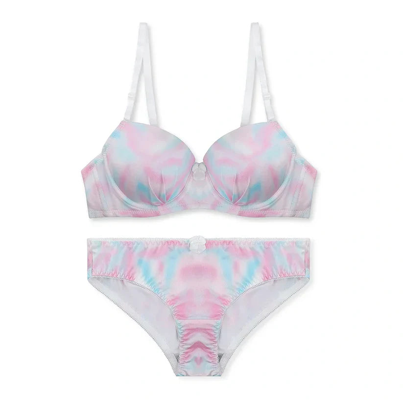 Rainbow Moon Print Padded Bra and Panty Set