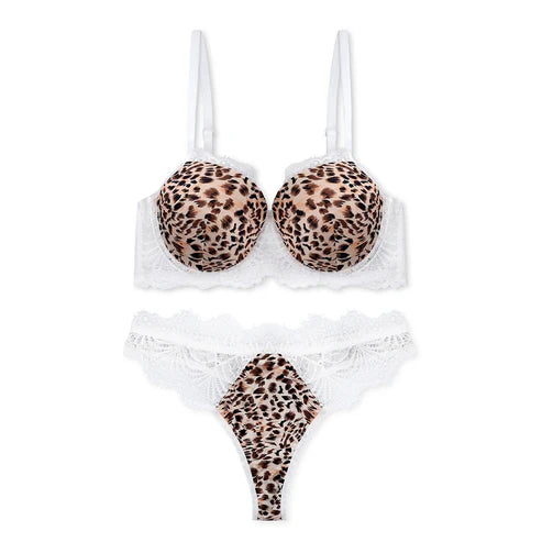 Padded Bra Set - lace Cheetah