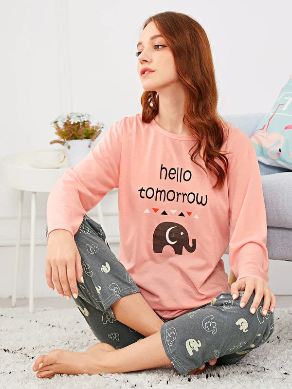 HELLO TOMORROW PRINTED - PJ SUIT FOR WOMEN