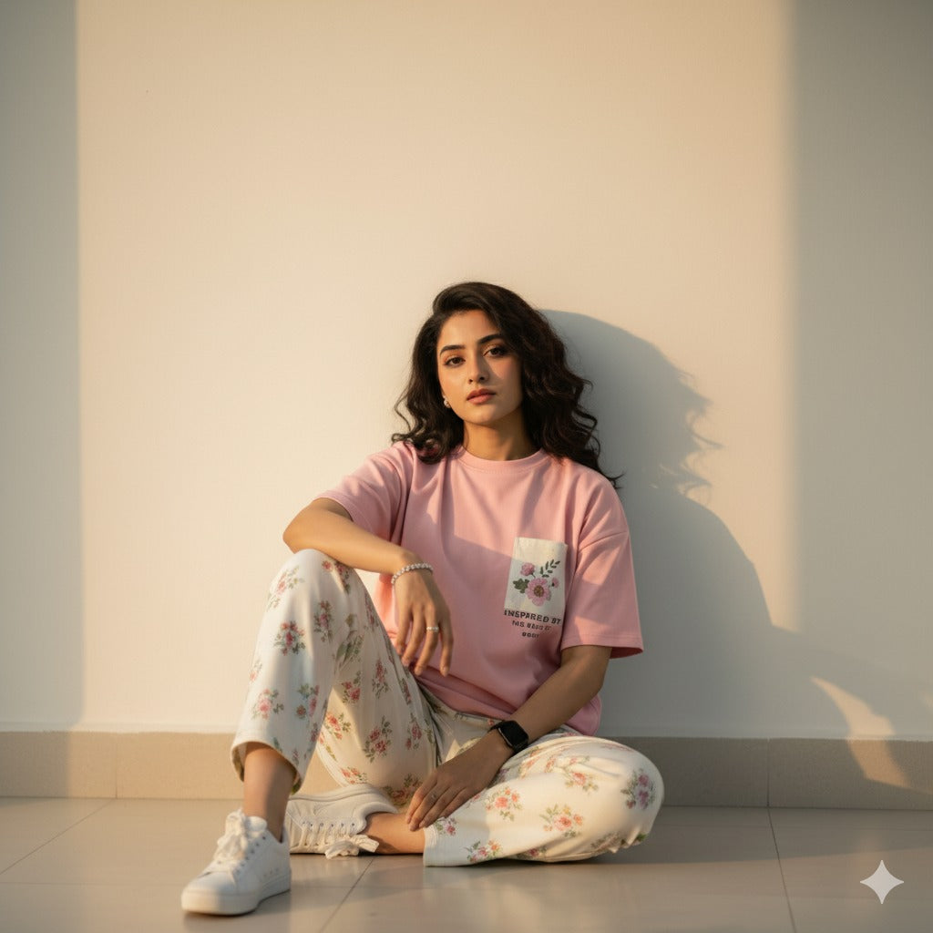 PINK POCKET PRINT - PJ SUIT FOR WOMEN