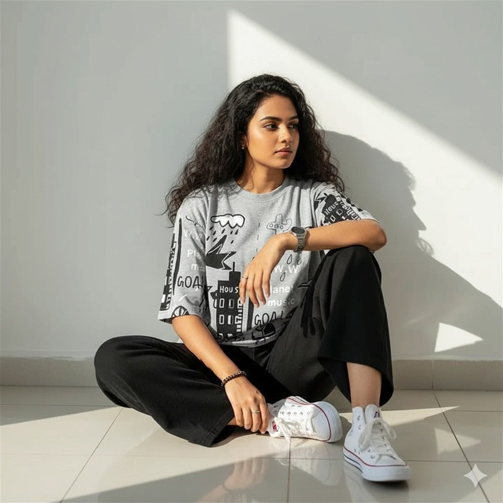 11.11 Sale PLANET PRINTED GRAY - PJ SUIT FOR WOMEN