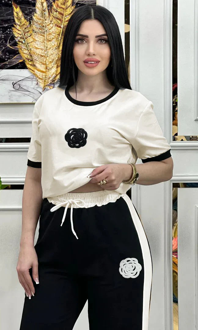 11.11 Sale FLOWER PRINTED - Track Suit OFF WHITE