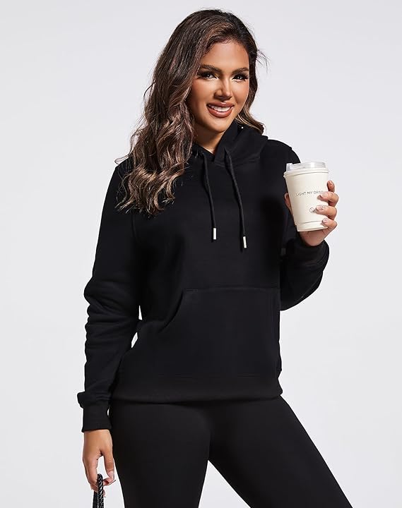 Plain Hoddie For Women - BLACK