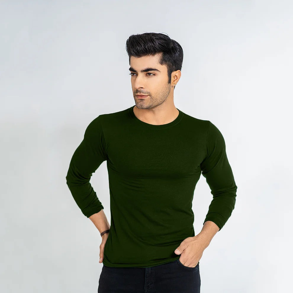 Full Sleeves Tees For Men - DARK GREEN