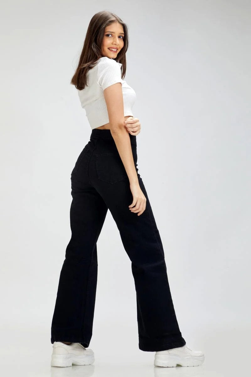 BLACK Wide-Leg Jeans For Women