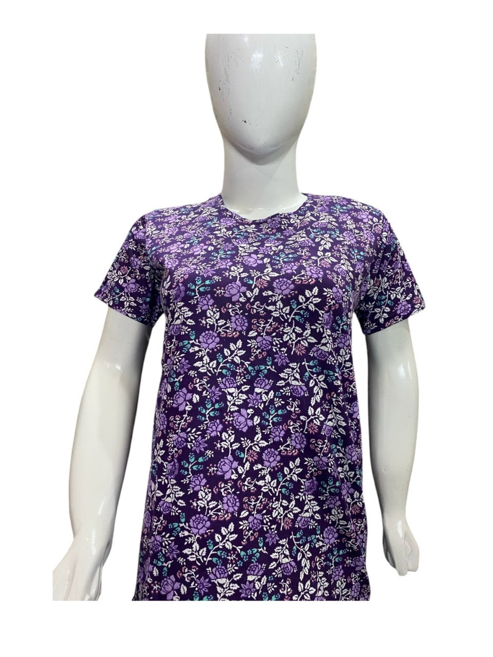 Purple Multi Flower Printed Night Suit JERSEY