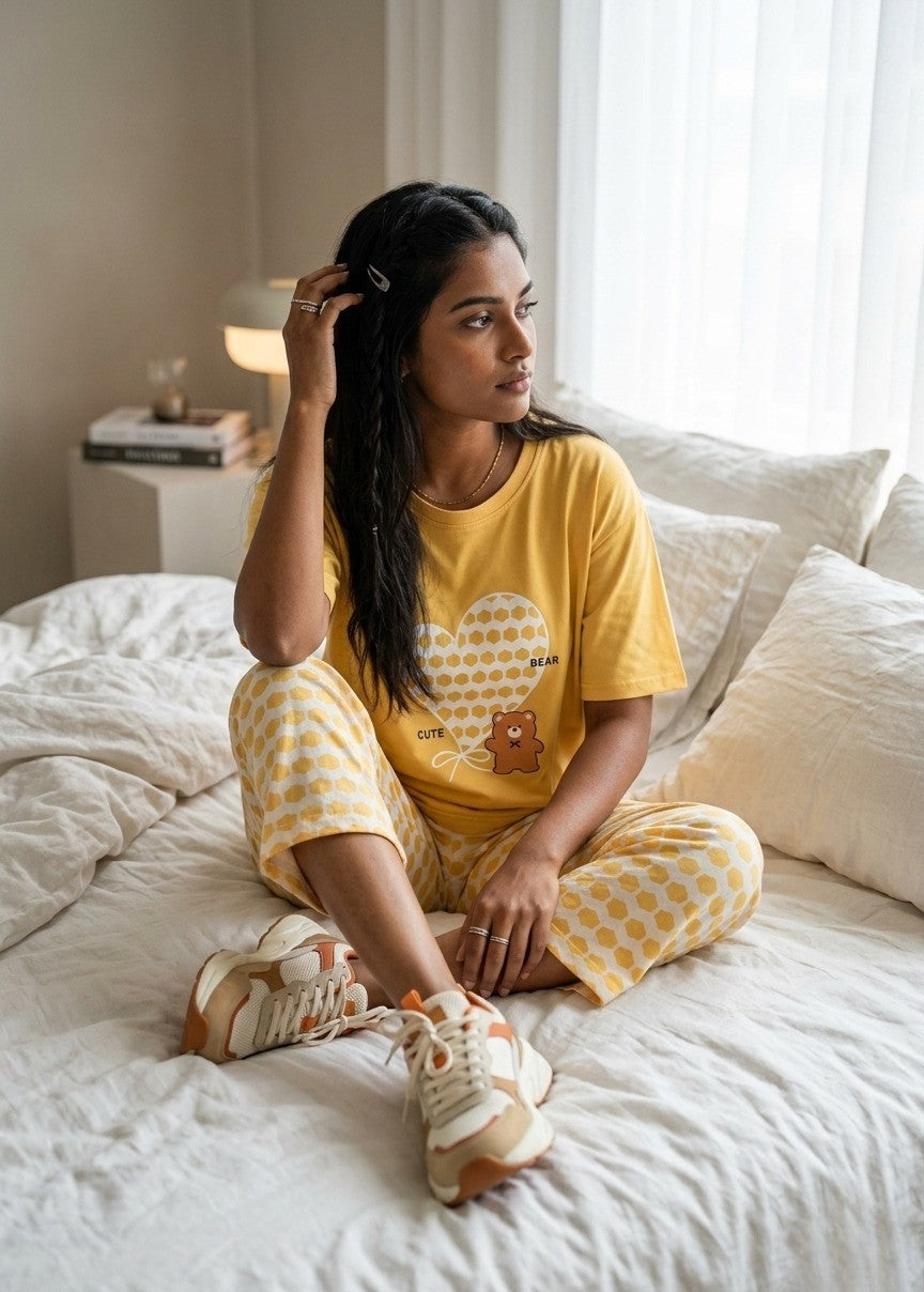 CUTE BEAR PRINTED - PJ SUIT FOR WOMEN