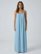 STUNNING BACKLESS MAXI DRESS - SKY BLUE
