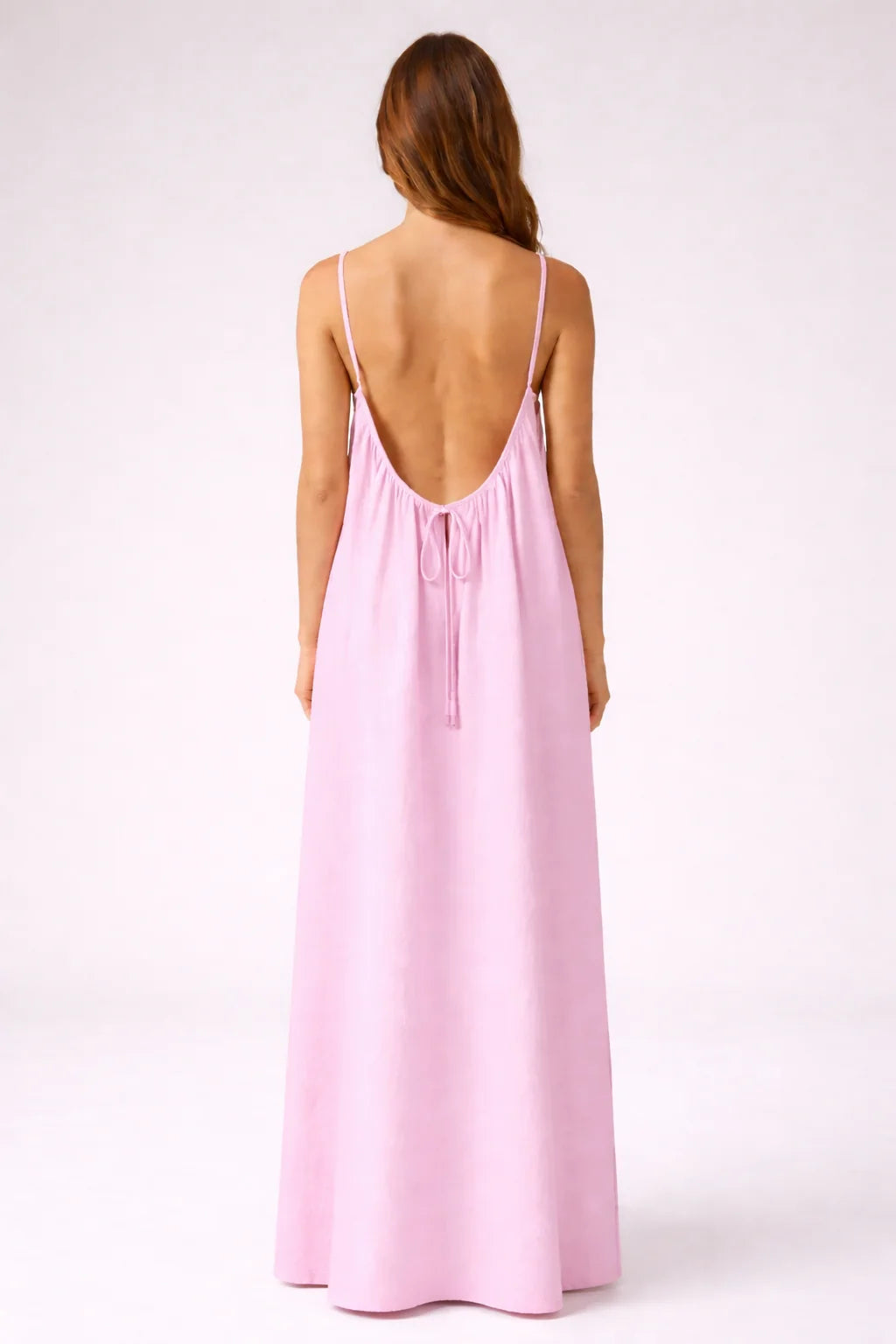 STUNNING BACKLESS MAXI DRESS - LIGHT PINK