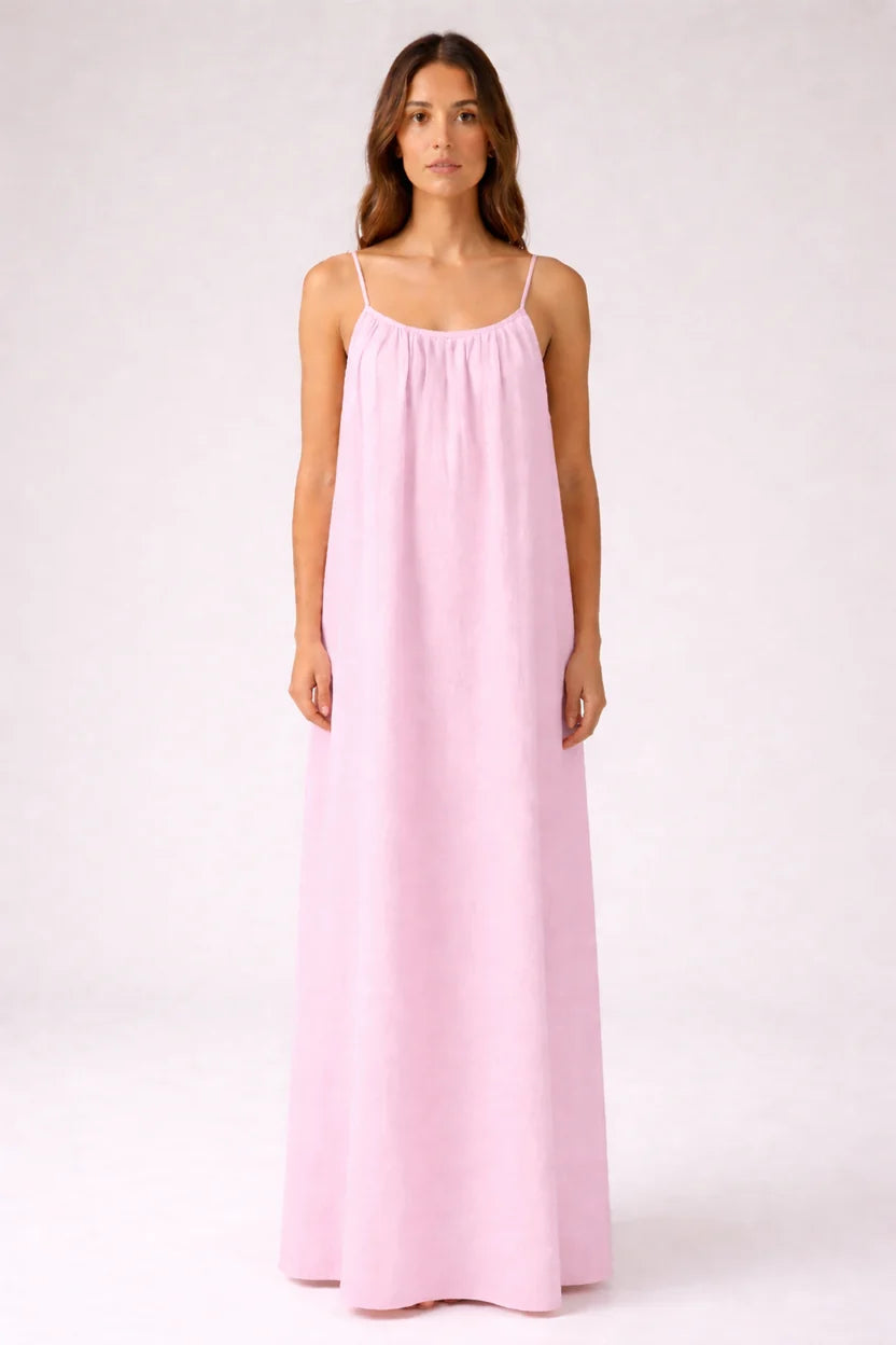 STUNNING BACKLESS MAXI DRESS - LIGHT PINK