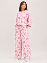 Women's Premium Barbary Fabric Sleepwear Set – Loose Trouser & Short Tee SBSPJ-07