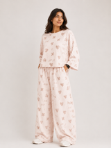 Women's Premium Barbary Fabric Sleepwear Set – Loose Trouser & Short Tee SBSPJ-03