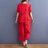 HN-RED RING CAPRI  PRINTED - PJ SUIT FOR WOMEN