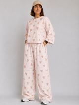 Women's Premium Barbary Fabric Sleepwear Set – Loose Trouser & Short Tee SBSPJ-03