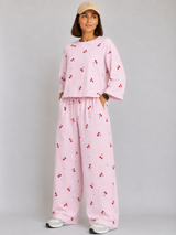 Women's Premium Barbary Fabric Sleepwear Set – Loose Trouser & Short Tee SBSPJ-04