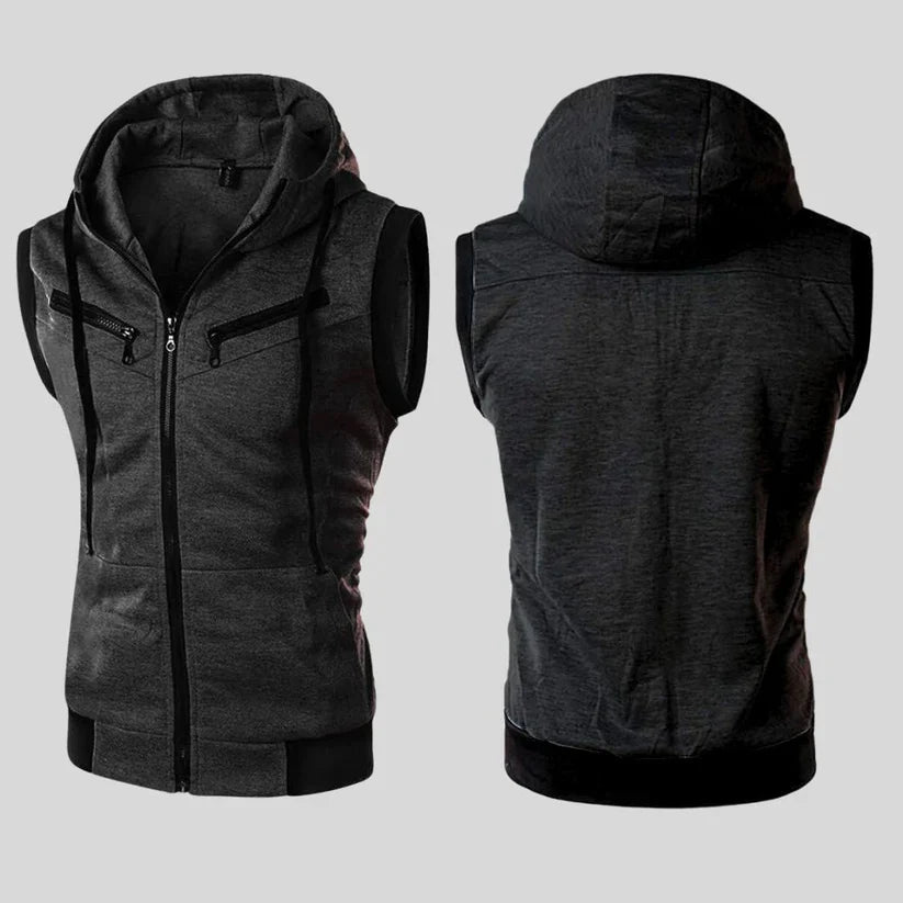 FLASH SALE #Charcoal Sleeveless Hodded Zipper