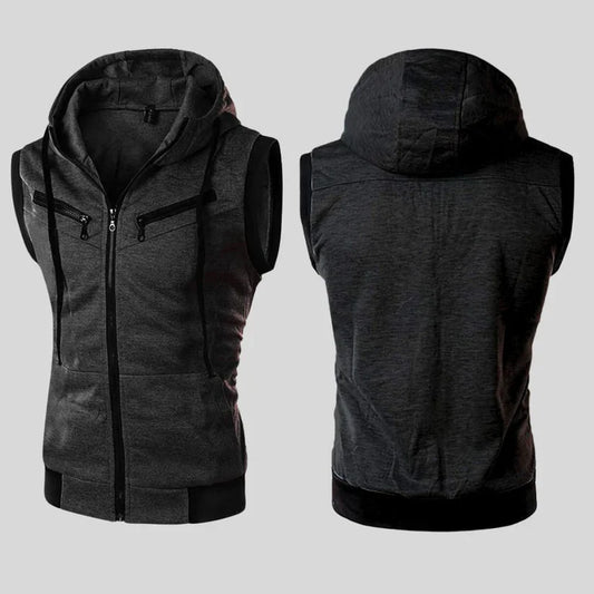 FLASH SALE #Charcoal Sleeveless Hodded Zipper