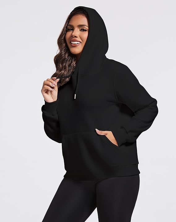 Plain Hoddie For Women - BLACK
