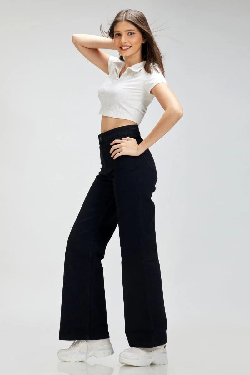 BLACK Wide-Leg Jeans For Women