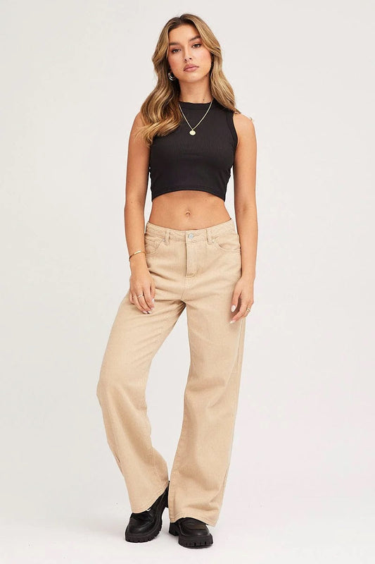 BEIGE Wide-Leg Jeans For Women