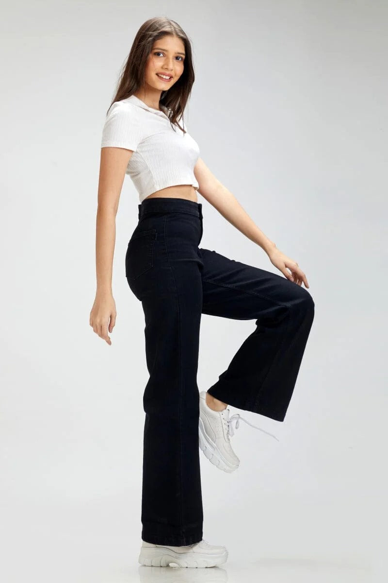 BLACK Wide-Leg Jeans For Women