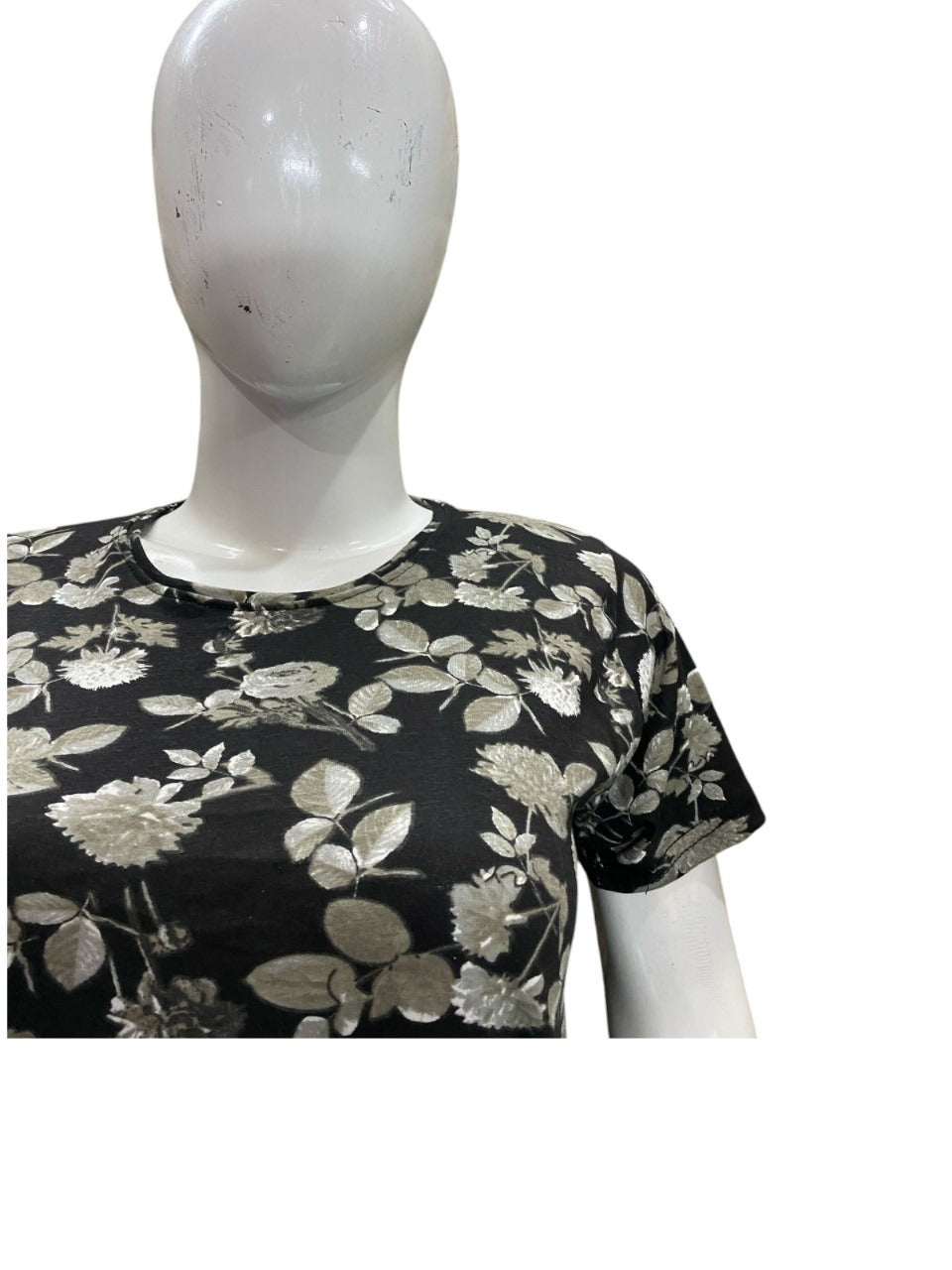 Black Flower Printed Night Suit For Women JERSEY