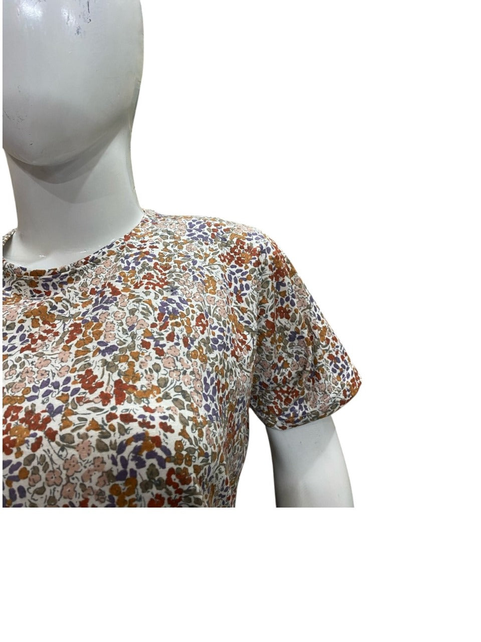 White Multi Flower Printed Night Suit For Women JERSEY