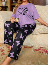 Purple Butterfly Printed - PJ SUIT FOR WOMEN