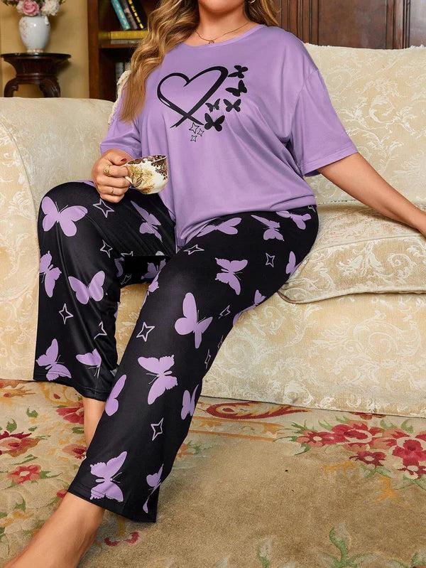 Purple Butterfly Printed - PJ SUIT FOR WOMEN