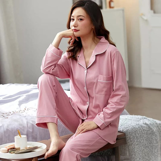 PLAIN SILK NIGHT SUIT - DARK PINK