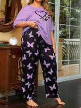 Purple Butterfly Printed - PJ SUIT FOR WOMEN