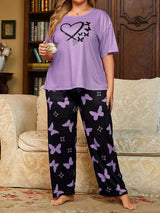Purple Butterfly Printed - PJ SUIT FOR WOMEN