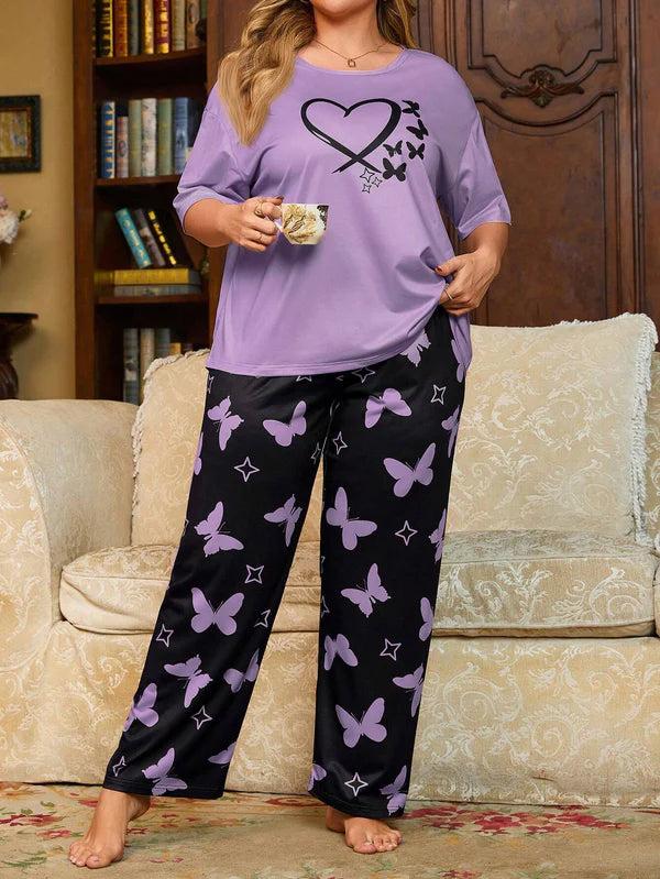 Purple Butterfly Printed - PJ SUIT FOR WOMEN