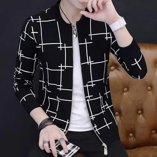 Flash Sale #Black Printed Zipper Jacket
