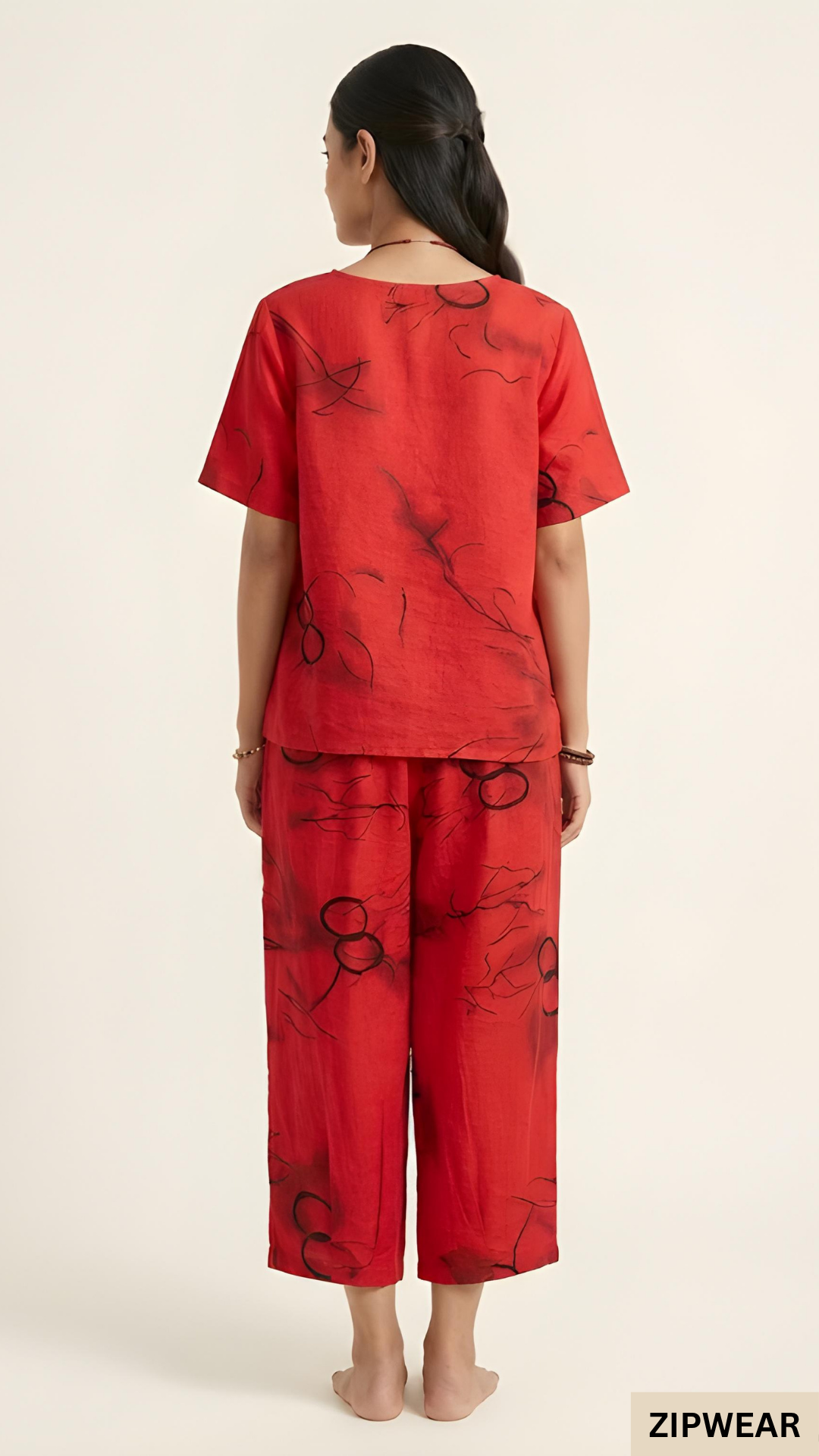 HN-RED RING CAPRI  PRINTED - PJ SUIT FOR WOMEN