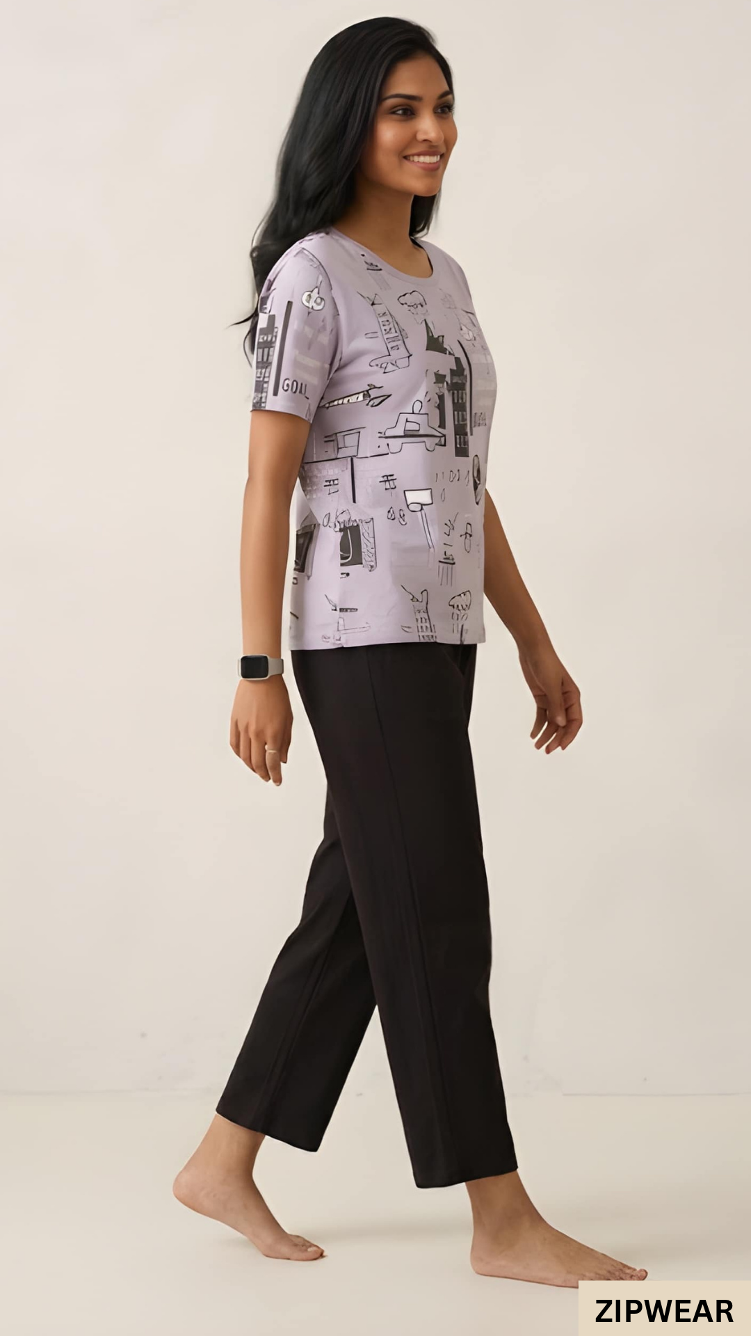 Planet Printed Purple- PJ SUIT FOR WOMEN