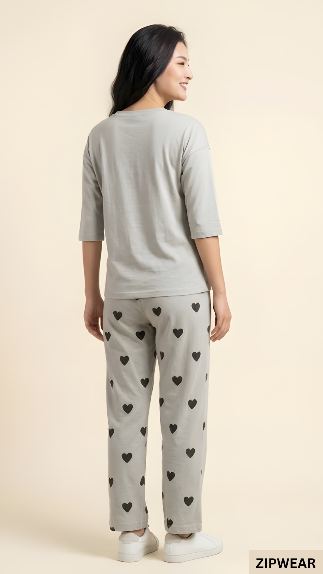 CHECKERED HEART PRINTED - PJ SUIT FOR WOMEN