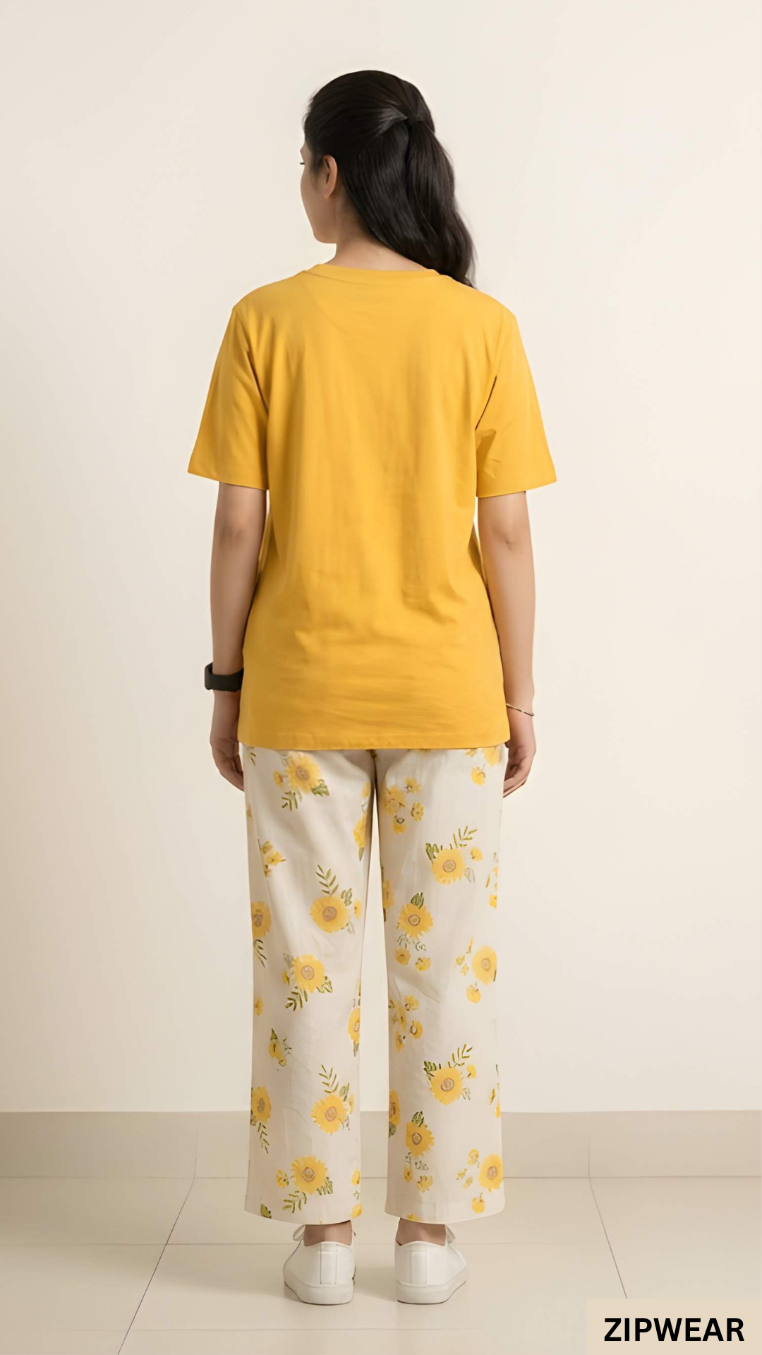 YELLOW POCKET PRINTED - PJ SUIT FOR WOMEN
