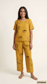 Yellow RING Capri Printed - PJ SUIT FOR WOMEN