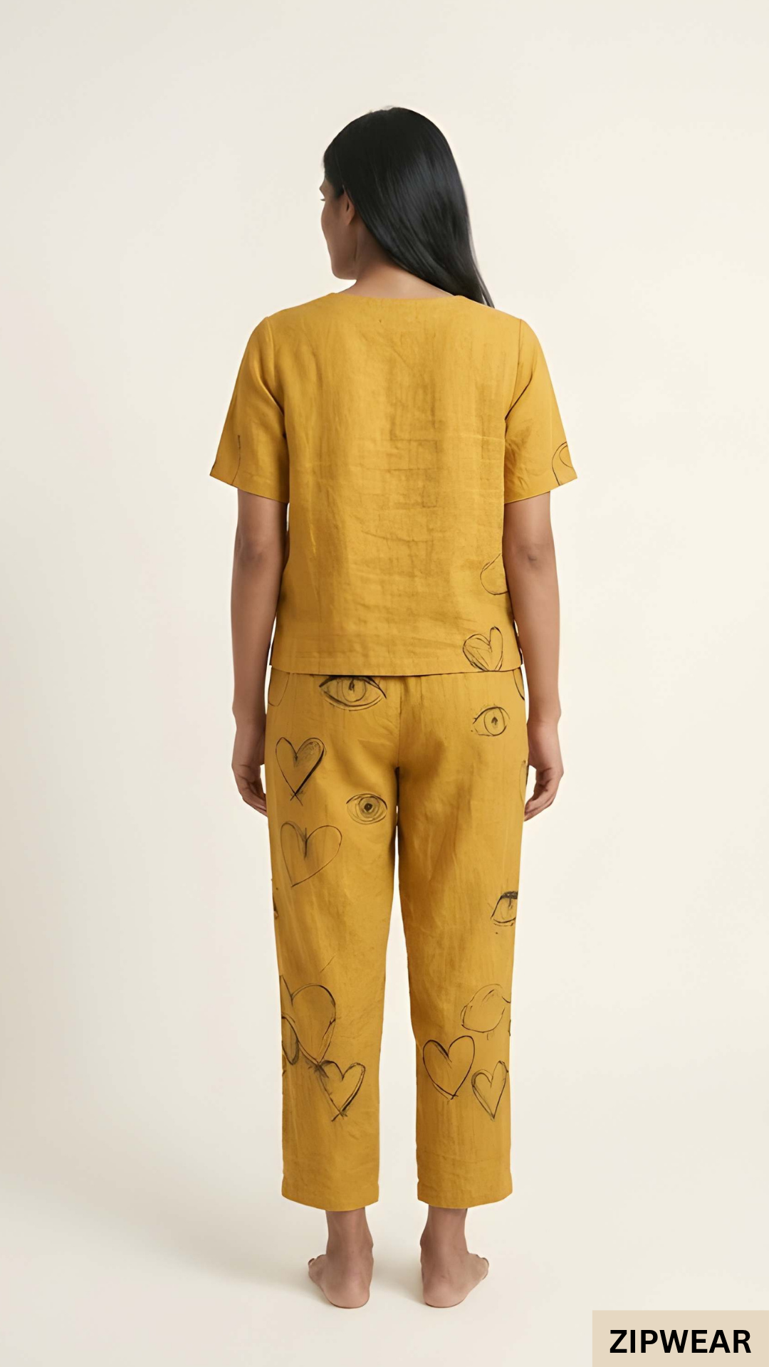 Yellow RING Capri Printed - PJ SUIT FOR WOMEN