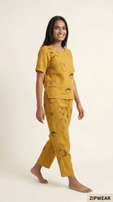 Yellow RING Capri Printed - PJ SUIT FOR WOMEN