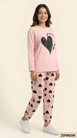 DOUBLE HEART PINK - FULL SLEEVES PJ SUIT FOR WOMEN