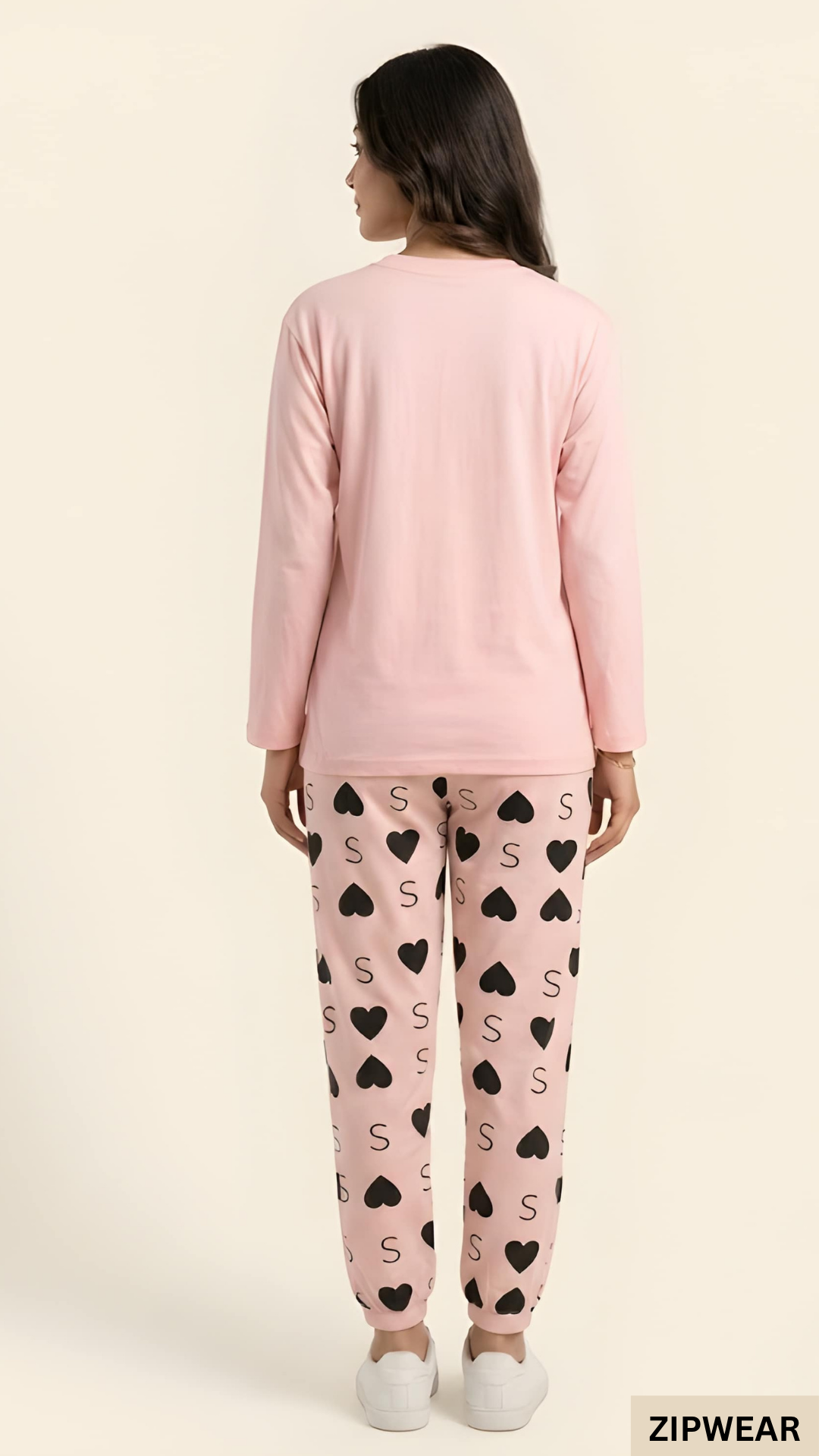 DOUBLE HEART PINK - FULL SLEEVES PJ SUIT FOR WOMEN