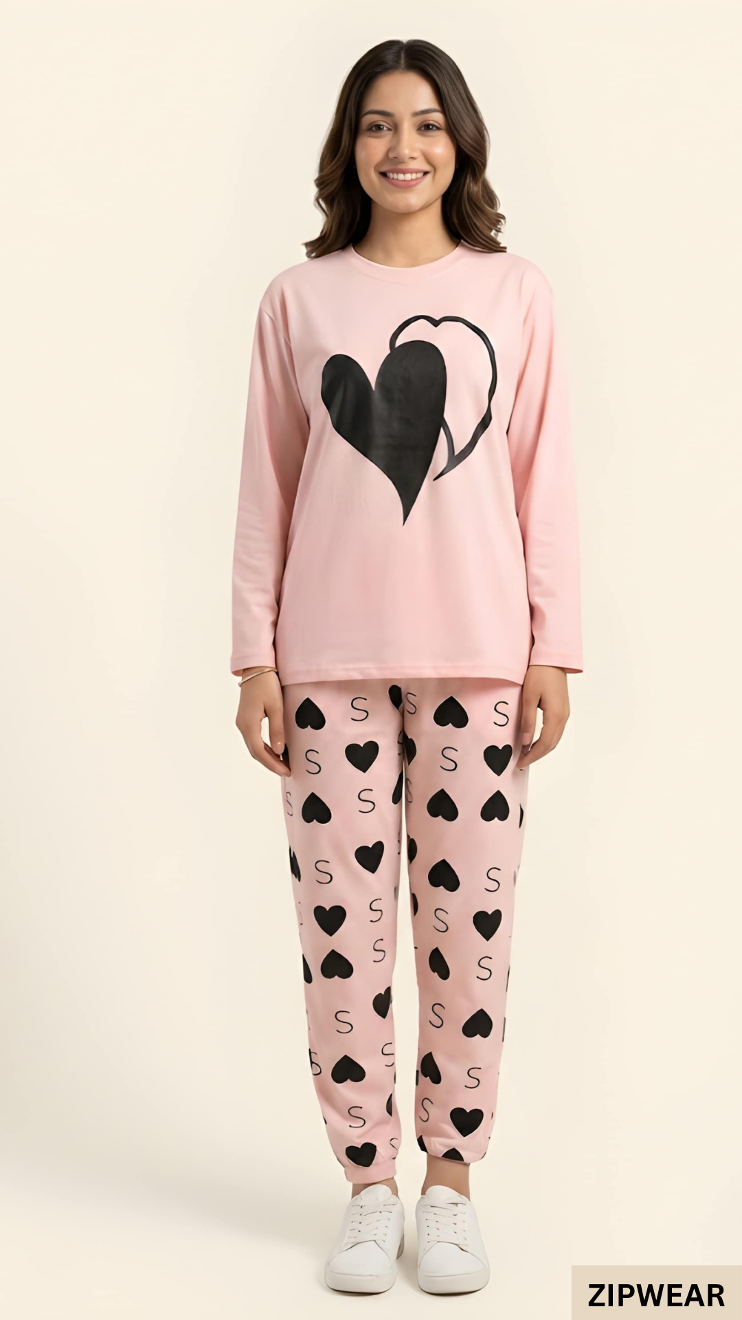 Double Heart Pink PJ Suit