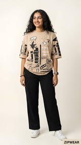 Planet Printed Brown PJ Suit