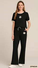 FLOWER PRINTED - TRACK SUIT BLACK