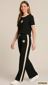 FLOWER PRINTED - TRACK SUIT BLACK