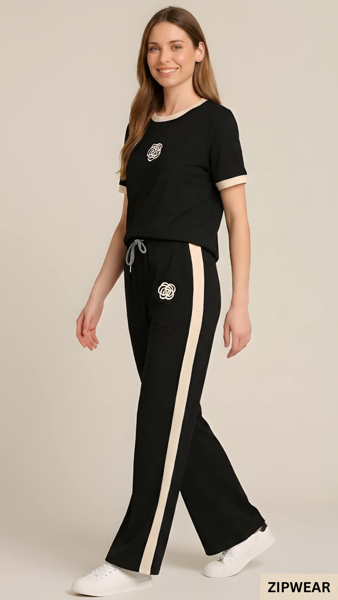 FLOWER PRINTED - TRACK SUIT BLACK