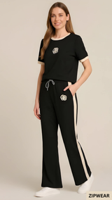 FLOWER PRINTED - TRACK SUIT BLACK